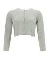 Max Mara Silk And Cashmere Crew Neck Cardigan In Gray