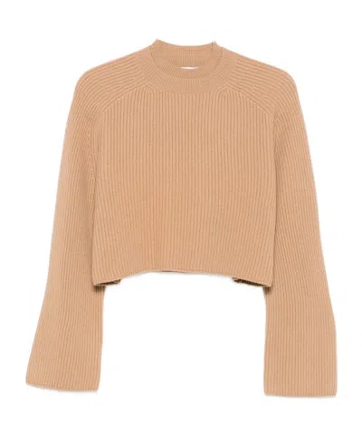 Max Mara Long-sleeve Knit Top In Nude