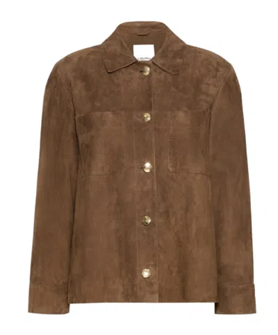 Max Mara Long-sleeve Leather Jacket In Brown