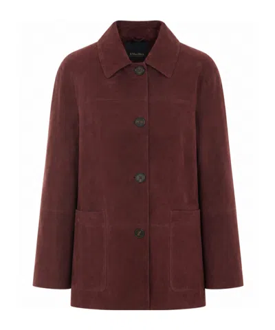 Max Mara Long-sleeve Leather Jacket In Brown