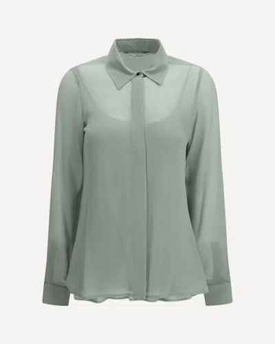 Max Mara Long-sleeve Silk Shirt In Green