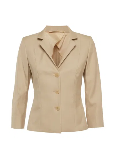 Pre-owned Max Mara Long-sleeve Single-breasted Blazer In Neutral