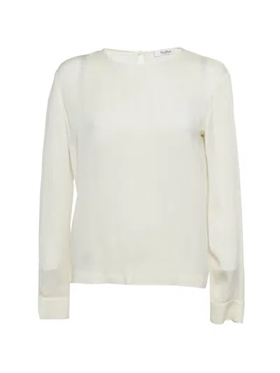 Pre-owned Max Mara Long-sleeve Top In White