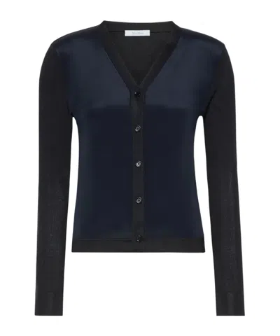 Max Mara Long-sleeved Cardigan In Blue