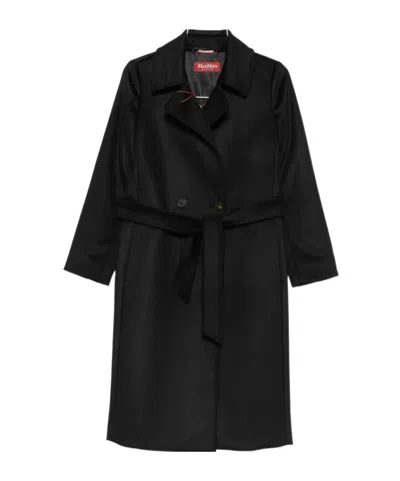 Max Mara Long-sleeved Coat In Black