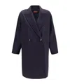 Max Mara Double Breasted Wool Drap Coat In Blue
