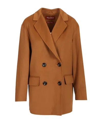 Max Mara Long-sleeved Coat In Brown