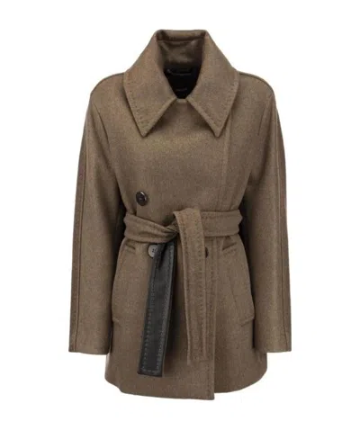 Max Mara Long-sleeved Coat In Brown