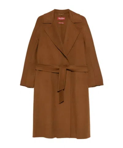 Max Mara Long-sleeved Coat In Brown