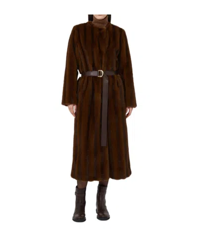 Max Mara Long-sleeved Coat In Brown
