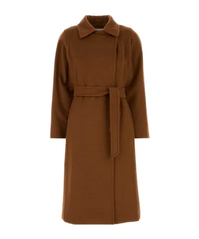 Max Mara Long-sleeved Coat In Brown