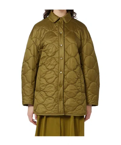 Max Mara Long-sleeved Cotton Jacket In Green
