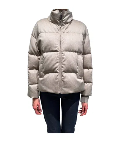 Max Mara Long-sleeved Cotton-padded Jacket In Gray