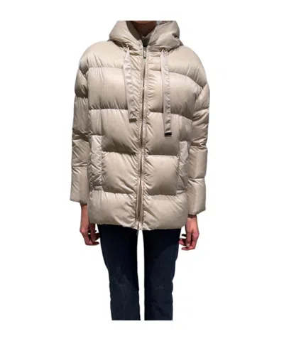 Max Mara Long-sleeved Cotton-padded Jacket In Gray