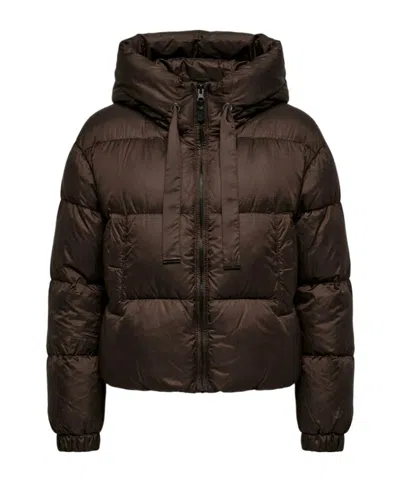 Max Mara Long-sleeved Down Jacket In Brown