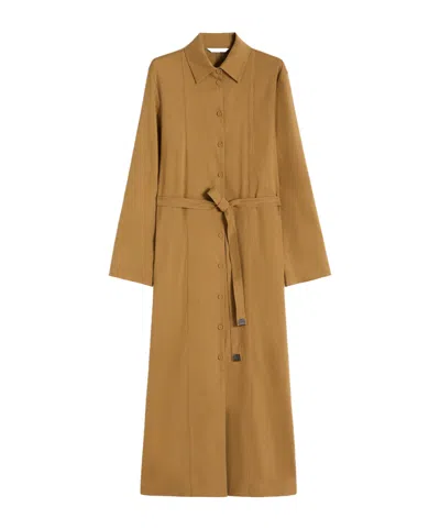 Max Mara Long-sleeved Dress In Brown