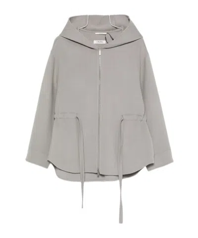 Max Mara Long-sleeved Hooded Casual Jacket In Animal Print