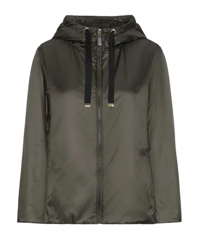 Max Mara Long-sleeved Hooded Cotton Jacket In Green