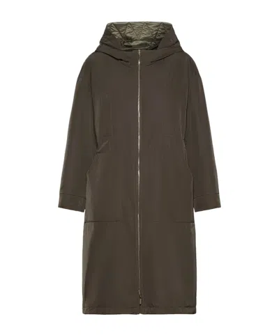 Max Mara Long-sleeved Hooded Parka In Brown