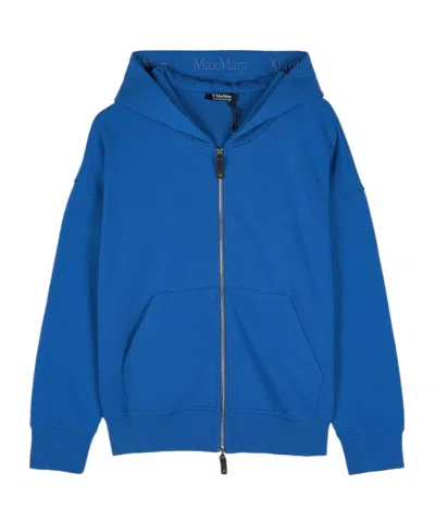 Max Mara Long-sleeved Hooded Sweatshirt In Blue