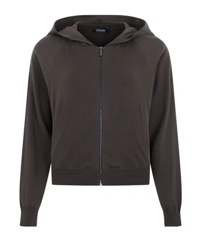Max Mara Long-sleeved Hooded Sweatshirt In Black