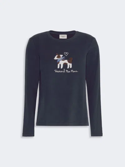 Max Mara Long-sleeved Jersey T-shirt In Blue