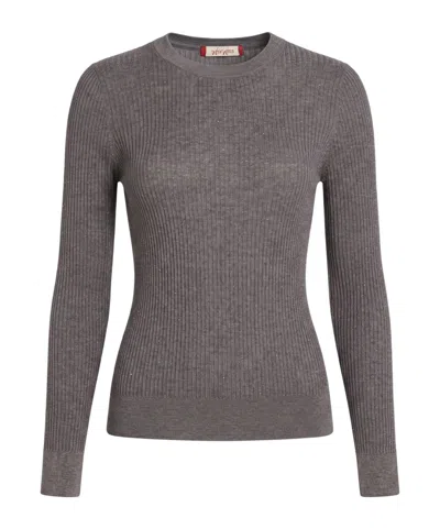 Max Mara Long-sleeved Knitted Sweater In Grey