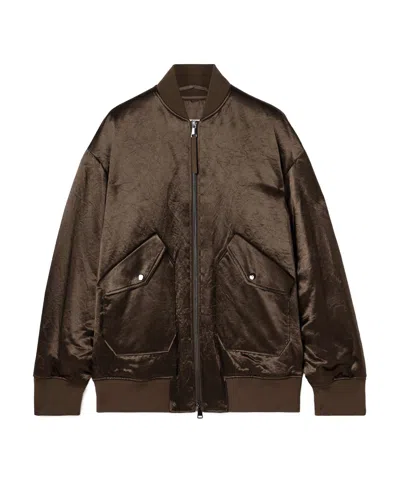 Max Mara Long-sleeved Pilot Jacket In Brown
