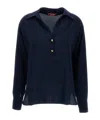 Max Mara Button-fastening Silk Polo In Blue