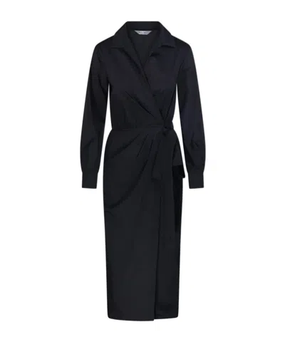 Max Mara Long-sleeved Shirt Dress In Black