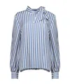 Max Mara Pussy-bow Striped Blouse In Multi