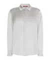 Max Mara Concealed-front Silk Shirt In Purple