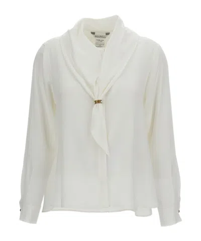 Max Mara Long-sleeved Shirt In White