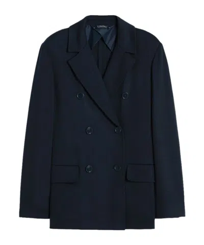 Max Mara Long-sleeved Suit Jacket In Blue