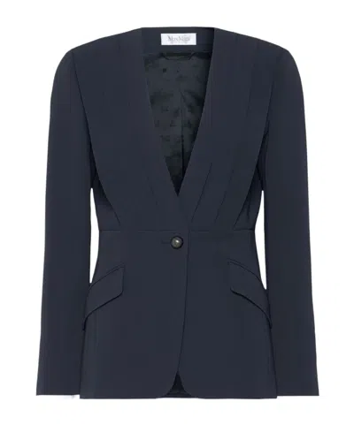 Max Mara Long-sleeved Suit Jacket In Blue
