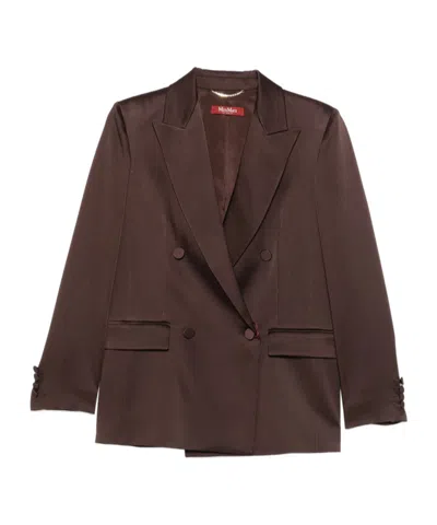 Max Mara Long-sleeved Suit Jacket In Brown