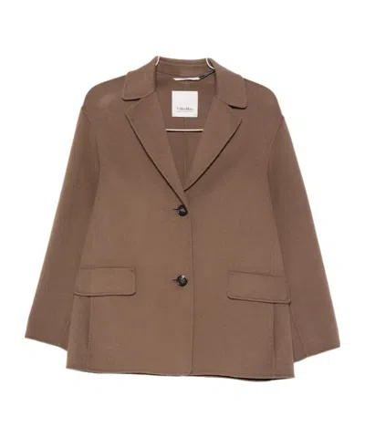 Max Mara Long-sleeved Suit Jacket In Brown