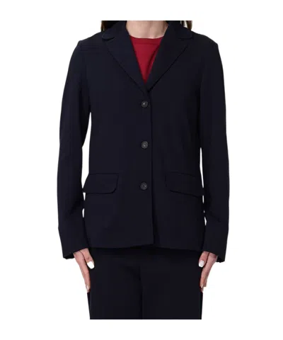 Max Mara Long-sleeved Suit Jacket In Blue