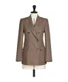 Max Mara Houndstooth T-shirt Jacket Double-breasted Lined Wool-blend In Neutral