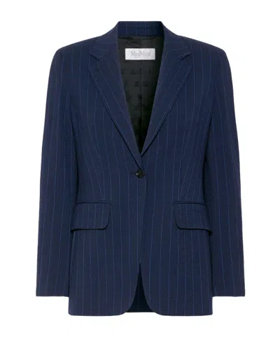 Max Mara Long-sleeved Suit Jacket In Blue