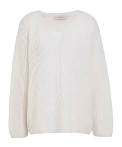 Max Mara Long-sleeved Sweater In White