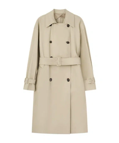 Max Mara Long-sleeved Trench Coat In Neutral