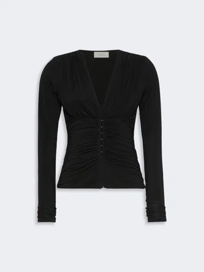 Max Mara Long-sleeved Viscose Jersey Top In Black