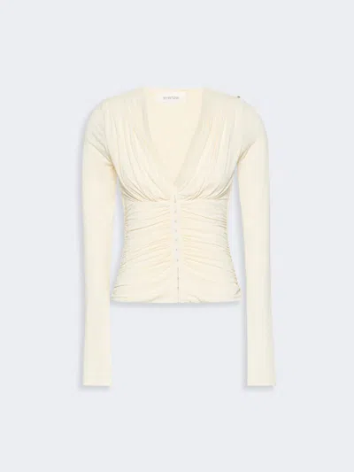 Max Mara Long-sleeved Viscose Jersey Top In White