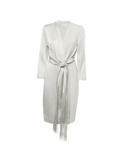 Pre-owned Max Mara Long-sleeves Midi Dress In Gray
