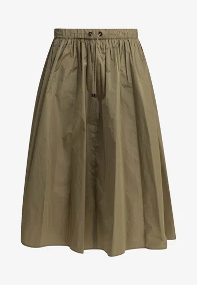 Max Mara Lonza Flared Taffeta Midi Skirt In Brown