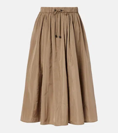 Max Mara Lonza Taffeta Midi Skirt In Brown