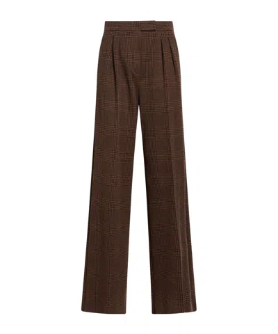 Max Mara Loose Fit Plaid Pants In Brown