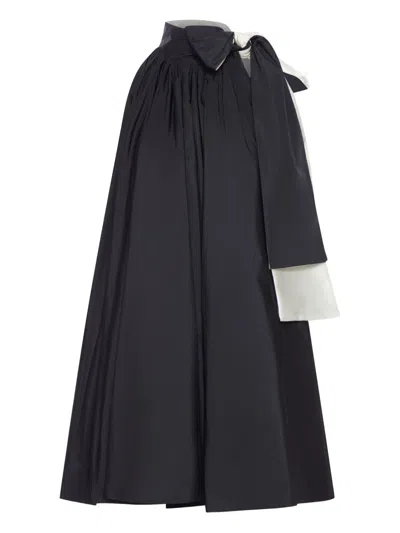 Max Mara Loose Fit Taffeta Dress With Bow Tie Sashes In Black