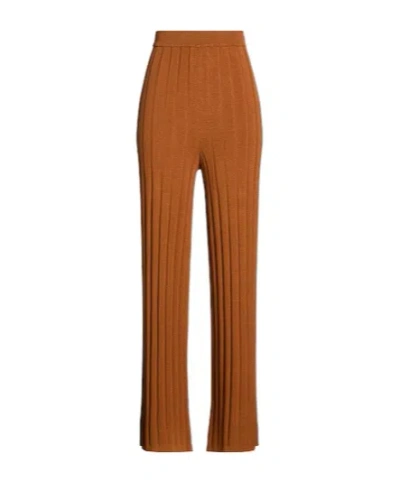 Max Mara Loose High-waist Knit Trousers In Brown